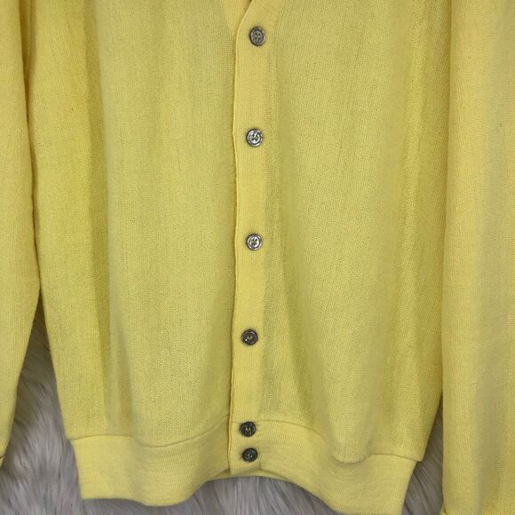 Vintage JCPENNEY Lemon Yellow Cardigan by The Fox Sweater USA, Mint SZ L - Picture 3 of 7